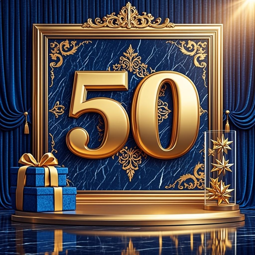 Юбилей 50: сине-золотая люкс